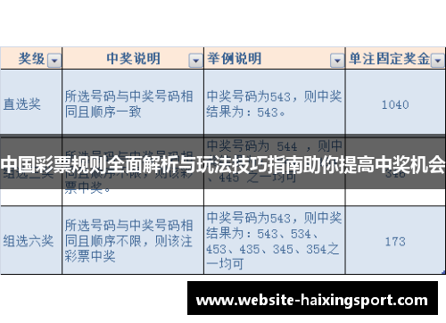 中国彩票规则全面解析与玩法技巧指南助你提高中奖机会